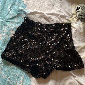 Black sequin shorts